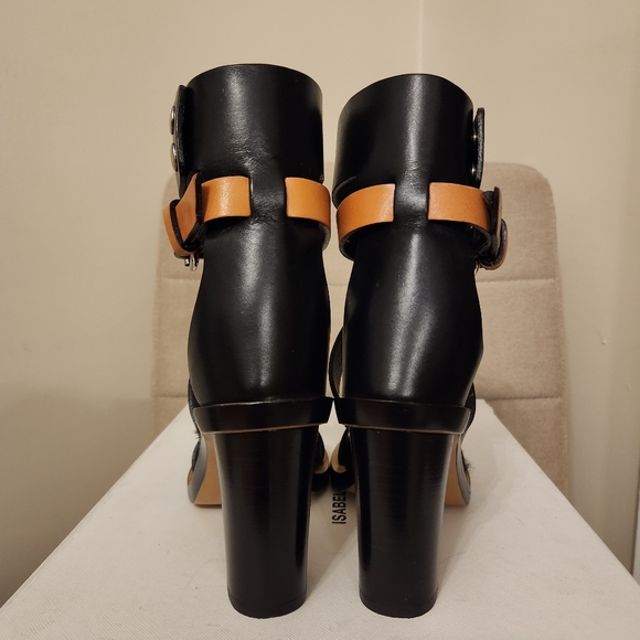Isabel Marant Two Tone Leather Jenyd Shearling Block Heel Ankle Cuff Size 37 - Picture 8 of 8
